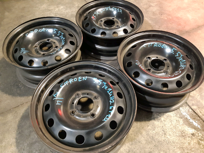 N.4 cerchi in ferro 14&quot; 4 fori Citroen 5,5jx14H2 ET24