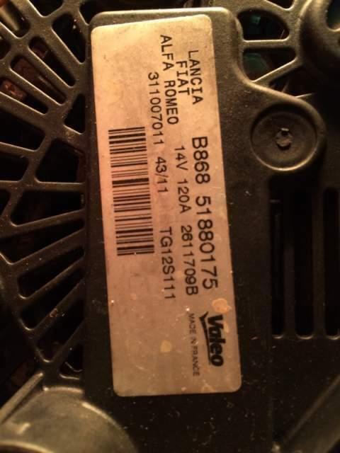 Alternatore km 0 Fiat 500 L 1.3 multijet 51880175